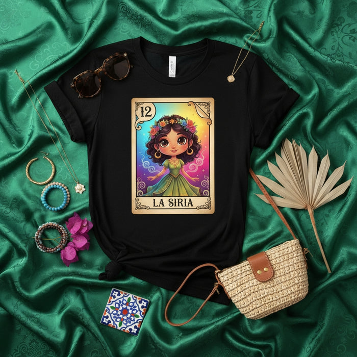 LA SIRIA Cute La Sirena Loteria Card Inspired T-Shirt, Mexican Bingo Game Art Tee, Latina Gift for Women, Colorful Rainbow Design Unisex Shirt Mexicada