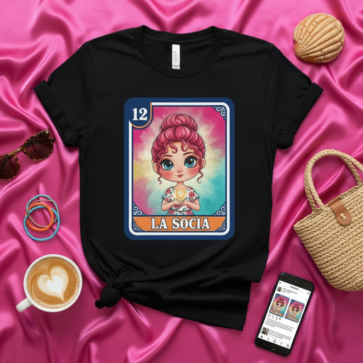 La Socia Cute Mexican Lotería Card T-Shirt, Women's Entrepreneur Girl Boss Design, Kawaii Aesthetic Graphic Tee, Unique Gift for Her Mexicada