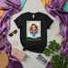 LA SOCIA Loteria Card T-Shirt: Cute Cartoon Woman Graphic Tee, Mexican Bingo Inspired Design, Short Sleeve Unisex Fashion Top, Kawaii Style Pink Hair Girl with Coffee Cup and Phone Mexicada