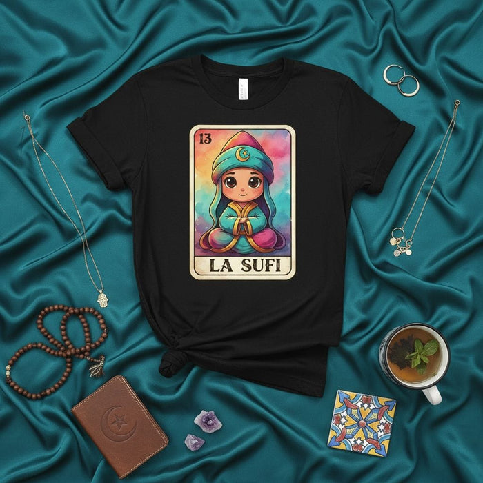 LA SUFI Cute Kawaii Meditation Zen Lotería Card 13 Unisex T-Shirt Mystical Spiritual Yoga Design Gift Idea Mexicada