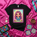 LA TAJIKA Lotería Card T-Shirt Cute Cartoon Girl with Pink Hair Floral Crown Mexican Bingo Game Tee Mexicada