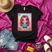 LA TAJIKA Loteria Card T-Shirt | Cute Mexican Bingo Game Art Tee | Kawaii Girl Design | Women's Hispanic Culture Fashion Apparel | Number 17 | Unisex Gift Idea Mexicada