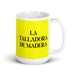 La Talladora De Madera The Woodcarver Funny Home Office Work Coffee Mug Mexican Spanish Pride Gift White Glossy Cup Yellow Card Mug Mexicada 15 oz