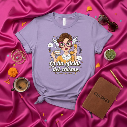 La tía oficial del chisme T-Shirt Unisex, Regalo para Tía Chismosa, Playera de Humor Familiar, Camiseta Morada de Señora con Gafas, Chismosa Oficial, Tía Favorita, Regalo Gracioso. Mexicada