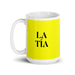 La Tía The Aunt / The Uncle Funny Home Office Work Coffee Mug Mexican Spanish Pride Gift White Glossy Cup Yellow Card Mug Mexicada