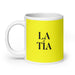 La Tía The Aunt / The Uncle Funny Home Office Work Coffee Mug Mexican Spanish Pride Gift White Glossy Cup Yellow Card Mug Mexicada