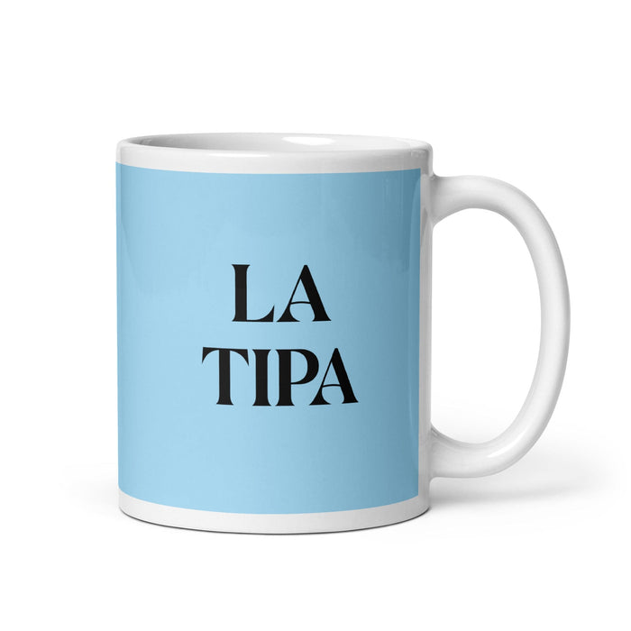 La Tipa The Gal / The Guy Funny Home Office Work Coffee Mug Mexican Spanish Pride Gift White Glossy Cup Sky Blue Card Mug Mexicada 11 oz