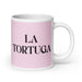 La Tortuga The Turtle Funny Home Office Work Coffee Mug Mexican Spanish Pride Gift White Glossy Cup Light Pink Card Mug Mexicada 20 oz