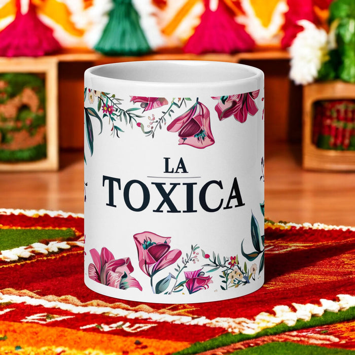 La Toxica Exclusive Name Art Piece Home Office Work Coffee Mug Mexican Spanish Pride Gift Cup One-Of-A-Kind Calligraphy White Glossy Mug | L11 Mexicada 20 oz