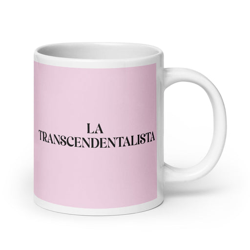 La Transcendentalista The Transcendentalist Funny Home Office Work Coffee Mug Mexican Spanish Pride Gift White Glossy Cup Light Pink Card Mug Mexicada 20 oz