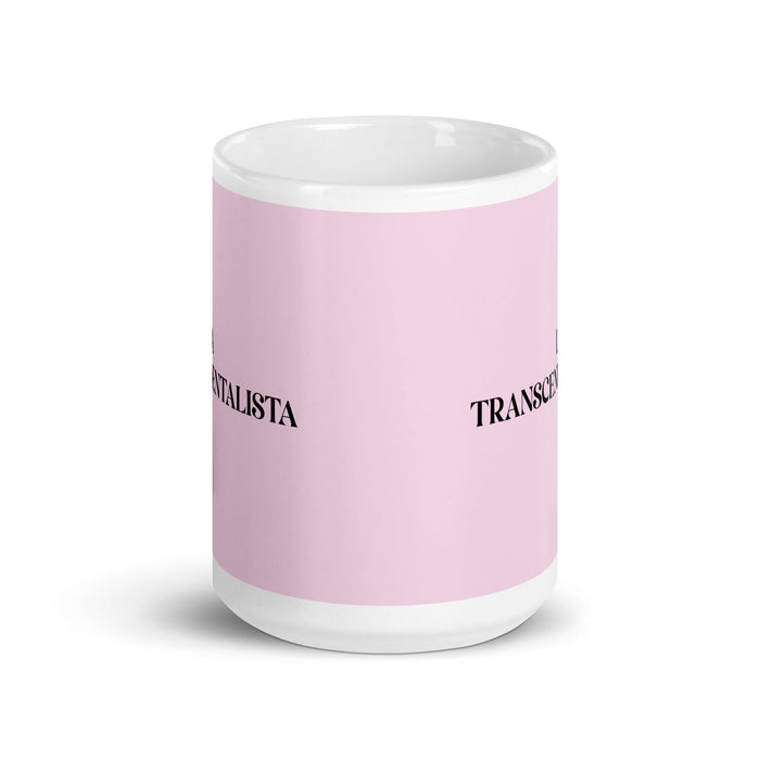 La Transcendentalista The Transcendentalist Funny Home Office Work Coffee Mug Mexican Spanish Pride Gift White Glossy Cup Light Pink Card Mug Mexicada