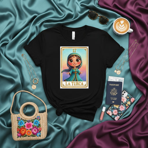 LA TURCA La Lotería Card 17 T-Shirt, Cute Cartoon Princess Style Graphic Tee, Funny Mexican Bingo Game Inspired Unisex Shirt, Unique Cultural Gift Idea, Latina Pride Apparel Mexicada