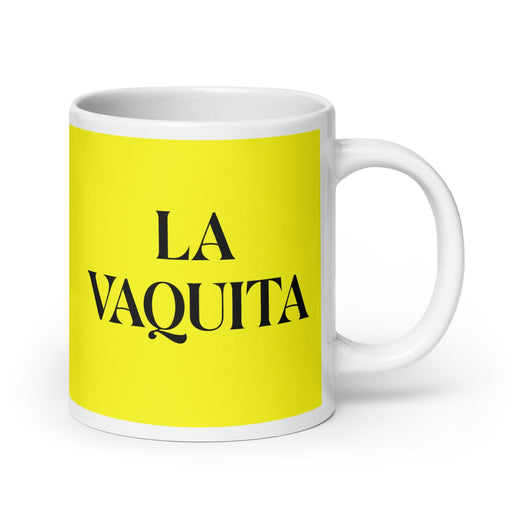 La Vaquita The Little Cow Funny Home Office Work Coffee Mug Mexican Spanish Pride Gift White Glossy Cup Yellow Card Mug Mexicada 20 oz