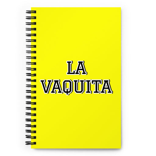 La Vaquita The Little Cow | Yellow Spiral Notebook, 140 Dotted Sheets | Funny Gift Idea Home Office Work | Mexican Spanish Pride Gift Mexicada