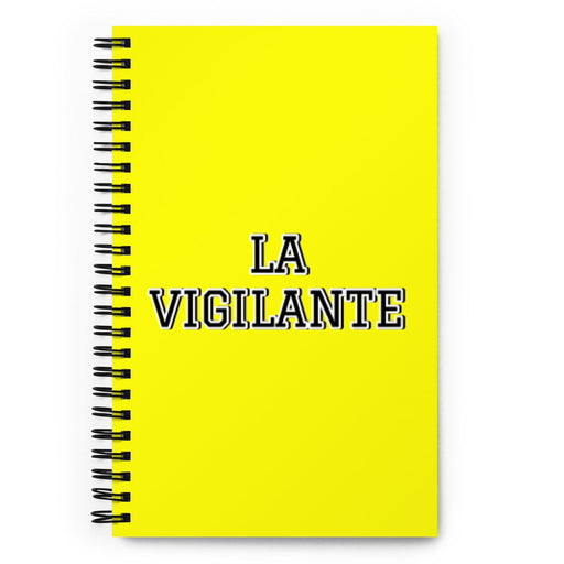 La Vigilante The Security Guard | Yellow Spiral Notebook, 140 Dotted Sheets | Funny Gift Idea Home Office Work | Mexican Spanish Pride Gift Mexicada