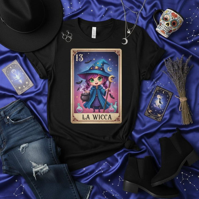 LA WICCA Cute Witch Tarot Card Lotería Shirt, Number 13, Halloween Costume Graphic Tee, Unisex Occult Magical Fantasy T-Shirt Gift Mexicada
