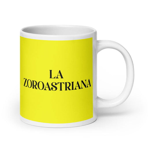 La Zoroastriana The Zoroastrian Funny Home Office Work Coffee Mug Mexican Spanish Pride Gift White Glossy Cup Yellow Card Mug Mexicada 20 oz