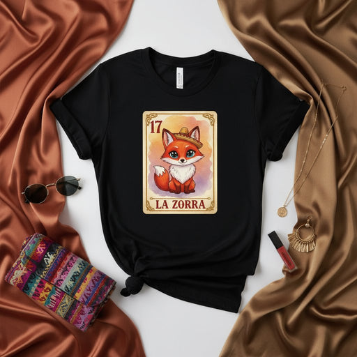 LA ZORRA Cute Kawaii Fox Loteria Card Number 17 T-Shirt Mexican Bingo Game Inspired Design Unisex Graphic Tee Gift Idea Mexicada