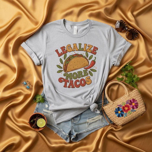 Legalize More Tacos Shirt, Funny Foodie Taco Tuesday T-Shirt, Retro Groovy Mexican Fiesta Tee, Vintage Style Graphic Tee, Funny Taco Lover Gift for Men and Women, Unisex Graphic Novelty T-Shirt Mexicada