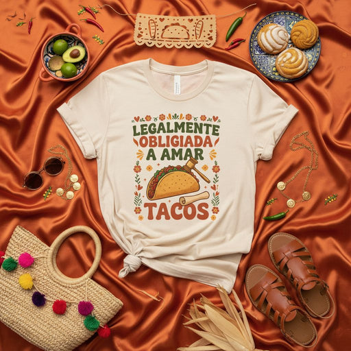 Legalmente Obligada a Amar Tacos Shirt, Funny Spanish Taco Tuesday Fiesta T-Shirt, Mexican Food Lover Gift, Cute Vintage Style Unisex Tee for Women and Men, Cinco de Mayo Outfit, Foodie Apparel Mexicada