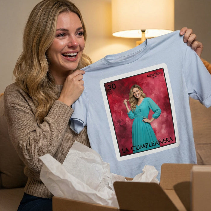 Limited Edition Personalized Loteria Card Shirt printful Birthday Shirt Cumpleanos Cumpeaños Cumpeañera Cumpeañero