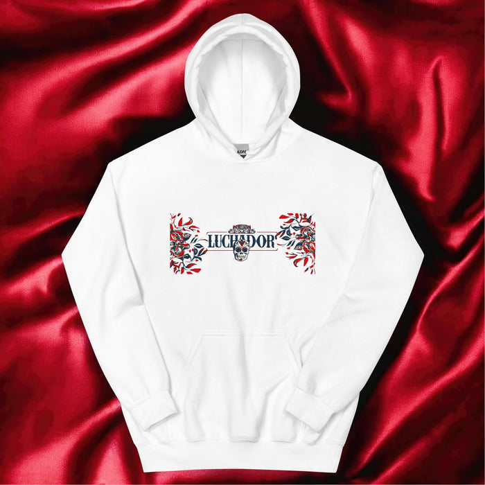 Luchador Exclusive Art Piece Home Office Work Mexican Spanish Pride Gift One-Of-A-Kind Unisex Hoodie | L1 Mexicada White / S