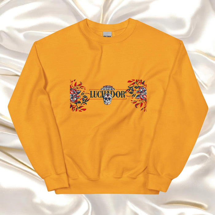 Luchador Exclusive Art Piece Home Office Work Mexican Spanish Pride Gift One-Of-A-Kind Unisex Sweatshirt | L1 Mexicada Gold / S