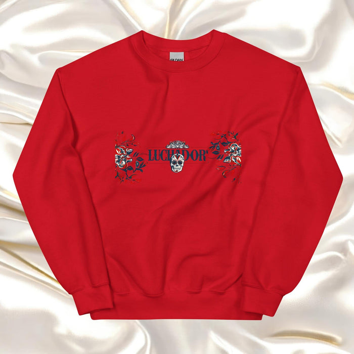 Luchador Exclusive Art Piece Home Office Work Mexican Spanish Pride Gift One-Of-A-Kind Unisex Sweatshirt | L1 Mexicada Red / S