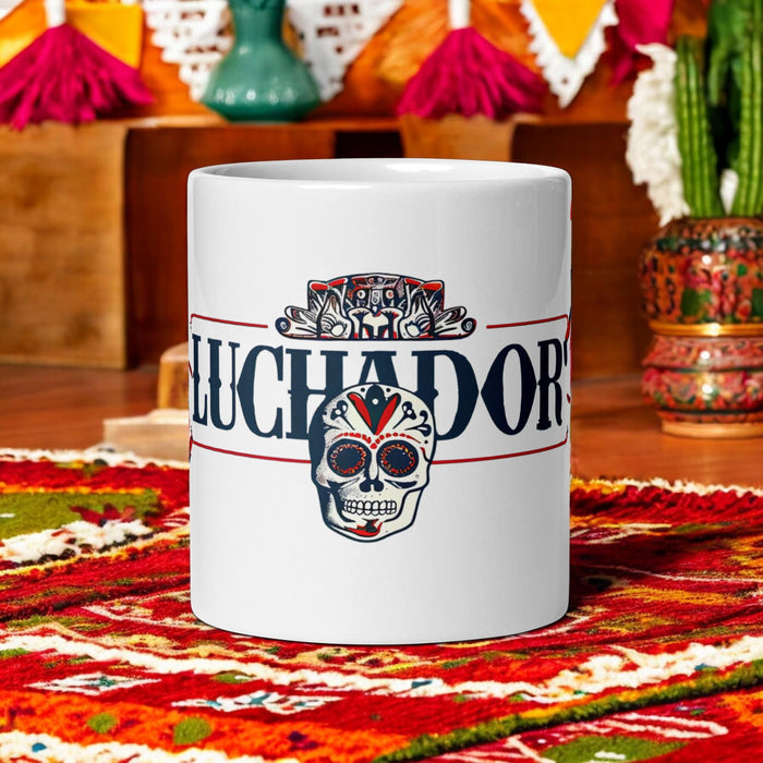 Luchador Exclusive Name Art Piece Home Office Work Coffee Mug Mexican Spanish Pride Gift Cup One-Of-A-Kind Calligraphy White Glossy Mug | L1 Mexicada 11 oz