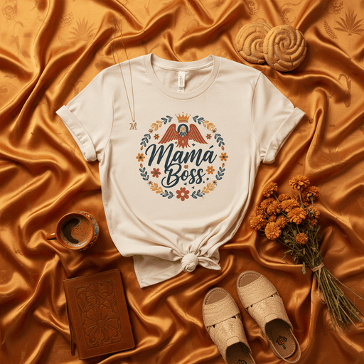 Mamá Boss T-Shirt, Mexican Mama Shirt, Latina Mom Gift, Floral Eagle Crown Graphic Tee, Cute Mother's Day Shirt, Unisex Hispanic Heritage Apparel, Boho Style Gift for Mom Mexicada