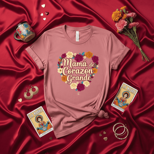Mamá de Corazón Grande T-Shirt, Mother's Day Gift, Floral Heart Graphic Tee, Spanish Saying for Big-Hearted Mom, Cute Latina Mom Shirt, Dia de las Madres T-shirt, Gift for Step Mom, Mother Figure. Mexicada