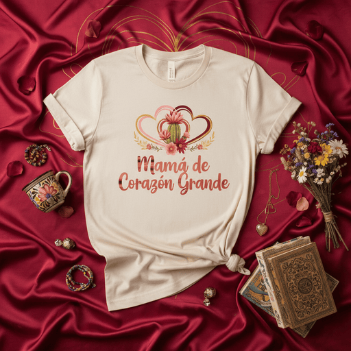 Mamá de Corazón Grande T-Shirt, Mother's Day Gift, Spanish Mom Shirt, Floral Cactus Heart Design Tee, Latina Mama Love, Big Hearted Mother Top, Camiseta Regalo para Madre Latina Mexicada