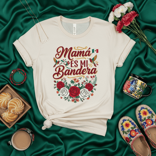 Mamá Es Mi Bandera Mexican Flag Hummingbird Floral Mother's Day T-Shirt, Spanish Quote Tee, Mom is My Flag Hispanic Heritage Shirt for Women and Men Mexicada
