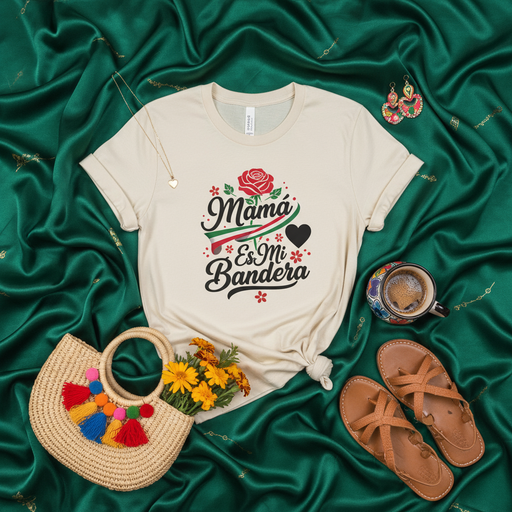 Mamá Es Mi Bandera T-Shirt Mexican Mom Pride Tee with Rose Graphic & Flag Colors, Mother's Day Gift Idea, Latina Mama Shirt, Unisex Fit, Viva México  *** *The title is 239 characters long.* Mexicada
