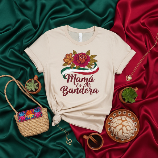 Mamá Es Mi Bandera T-Shirt Mexican Pride Floral Rose Mother's Day Gift Latina Tee Hispanic Heritage Month Shirt Viva México Flag Colors Tee Mom Life Gift Idea Mexicada