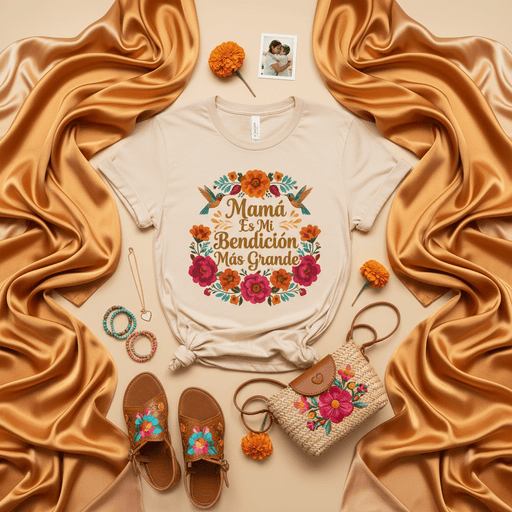 Mamá Es Mi Bendición Más Grande T-Shirt, Mother's Day Floral Tee, Spanish Quote Mom Gift, Hummingbird Graphic Shirt, Regalo para Mamá, Fiesta Latina Shirt, Mexican Heritage Shirt, Cute Spring Summer T-Shirt for Women Mexicada