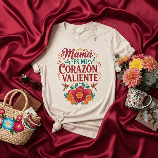 Mamá Es Mi Corazón Valiente T-Shirt | Spanish Mother's Day Shirt Gift for Mom | Floral Graphic Tee for Latina Mother | Short Sleeve Unisex Top for Women's Birthday Mexicada