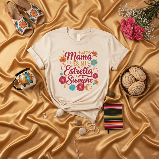 Mamá Es Mi Estrella Siempre T-Shirt, Spanish Mother's Day Gift, Latina Mom Shirt, Floral Fiesta Tee, Hispanic Heritage Month Outfit, Cute Family Love Apparel, Estrella De Mi Vida Top for Women Mexicada