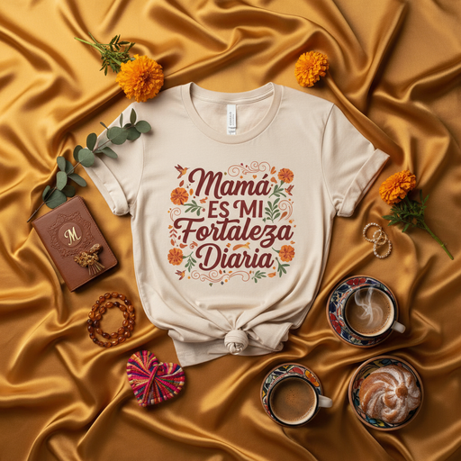 Mamá Es Mi Fortaleza Diaria Camiseta Unisex, Regalo de Día de la Madre, Floral, Estilo Mexicano, T-Shirt para Mujer, Spanish Quote Tee, Mother's Day Gift Idea, Slogan T-Shirt, Hummingbird Design, Fall Colors Apparel, Hispanic Culture Top Mexicada