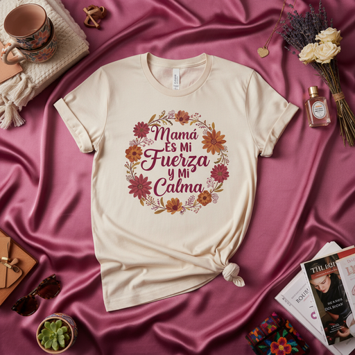 Mamá Es Mi Fuerza y Mi Calma Camiseta Unisex, Regalo para Mamá, Día de las Madres, Floral, Español, Playera con Mensaje, Ropa para Mujer, Regalo para la Abuela, Mami, Madres Fuertes, Maternidad, Amor de Madre Mexicada