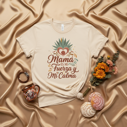 Mamá Es Mi Fuerza y Mi Calma T-Shirt, Mother's Day Shirt, Spanish Mom Gift, Latina Mama Tee, Agave Heart Graphic Shirt, Unisex Hispanic Heritage Apparel for Mother Mexicada