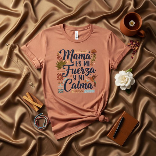 Mamá Es Mi Fuerza Y Mi Calma T-Shirt, Spanish Mother's Day Gift, Latina Mom Shirt, Hummingbird Floral Graphic Tee, Best Mama Ever Gift, Cute Mom Life Shirt Mexicada