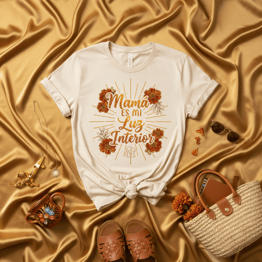 Mamá Es Mi Luz Interior Spanish Shirt for Mom, Mother's Day Gift, Latina Mama Tee, Floral Design, Sunburst Graphic, Mother Appreciation, Mexican Heritage, Familia Love, Birthday Gift for Her Mexicada