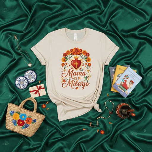 Mamá Es Mi Milagro T-Shirt, Mother's Day Latinx Shirt, Hispanic Mom Gift, Mexican Sacred Heart Tee, Floral Hummingbird Family Love Apparel Mexicada
