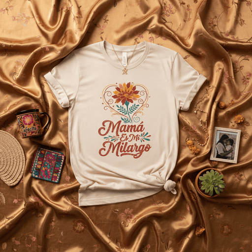 Mamá Es Mi Milagro T-Shirt, Spanish Mother's Day Gift, Floral Heart Design Tee, Latina Mom Apparel, Cute Gift for Mama, Graphic T-Shirt for Women, Día de las Madres Shirt Mexicada