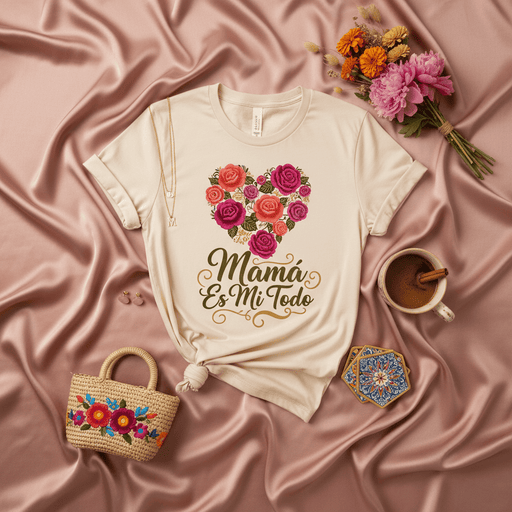 Mamá Es Mi Todo T-Shirt, Mother's Day Floral Heart Tee, Spanish Mom Shirt, Rose Graphic Gift for Mother, Latina Mom Apparel, Best Mom Ever Mexicada