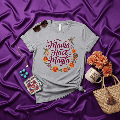 Mamá Hace Magia Shirt, Mom Makes Magic T-Shirt, Hummingbird Marigold Flowers Latina Mother's Day Gift Tee, Spanish Quote Family Apparel, Dia de Muertos Design, Boho Style Gift for Mama Mexicada