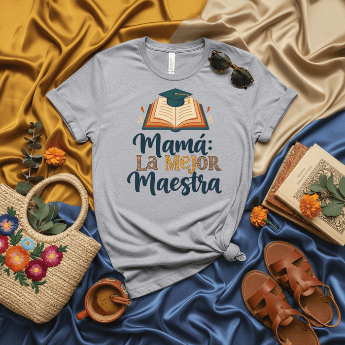 Mamá La Mejor Maestra Shirt, Best Teacher Mom T-Shirt, Spanish Mother's Day Gift, Graduation Mama Tee, Educator Appreciation Gift for Mom, Cute Latinx Teacher Shirt, Women's/Men's Graphic Tee Mexicada