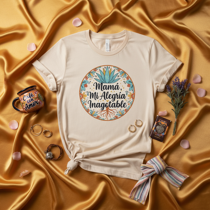 Mamá, Mi Alegría Inagotable Shirt, Mother's Day Spanish T-Shirt Gift, Agave Plant Floral Tee for Mom, Latina Motherhood Appreciation Top, Short-Sleeve Unisex T-Shirt Mexicada