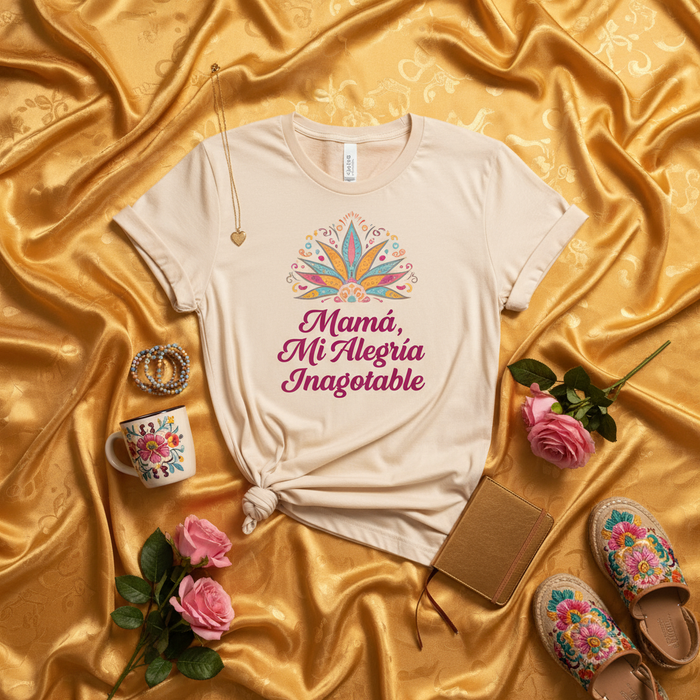Mamá, Mi Alegría Inagotable Shirt, Spanish Mother's Day Gift, Floral Mexican Style Unisex T-Shirt, Latina Mom Tee, Forever Joy Mama Present Mexicada